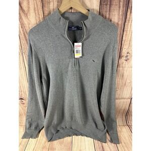 NWT Vineyard Vines Mens 1/4 Zip Pullover GRAY Sweater MEDIUM Quarter Zip